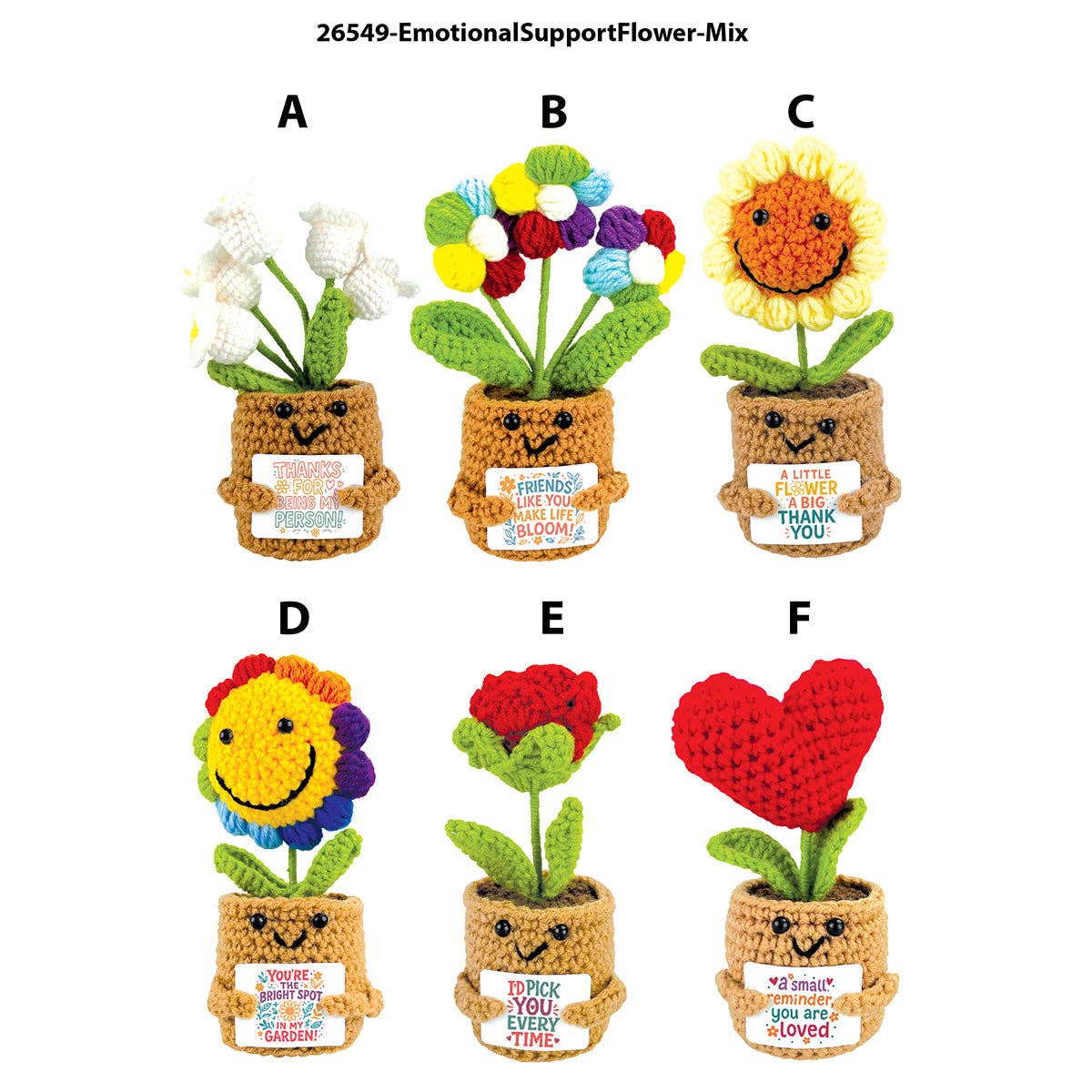 Emotional Support Crochet Plush Flowers Keepsake - 6/Display