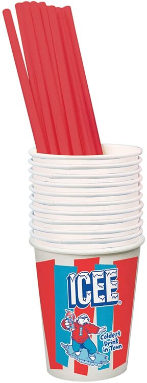 Icee Paper Cups N Straws