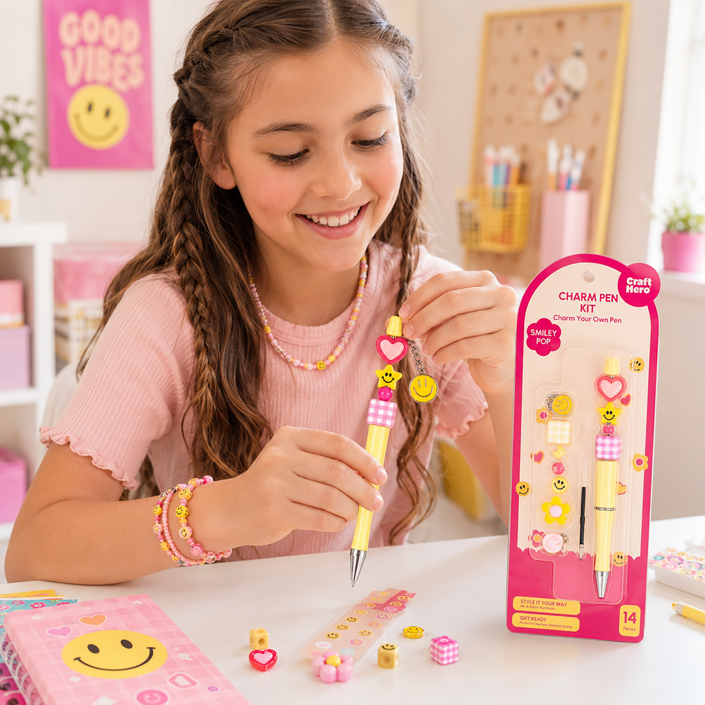 Bead Pen Kit | DIY Charm Pen | Smiley Pop | Gift