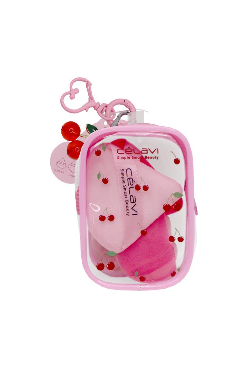 CELAVI Sweet Cherry Velvet Powder Puff Set
