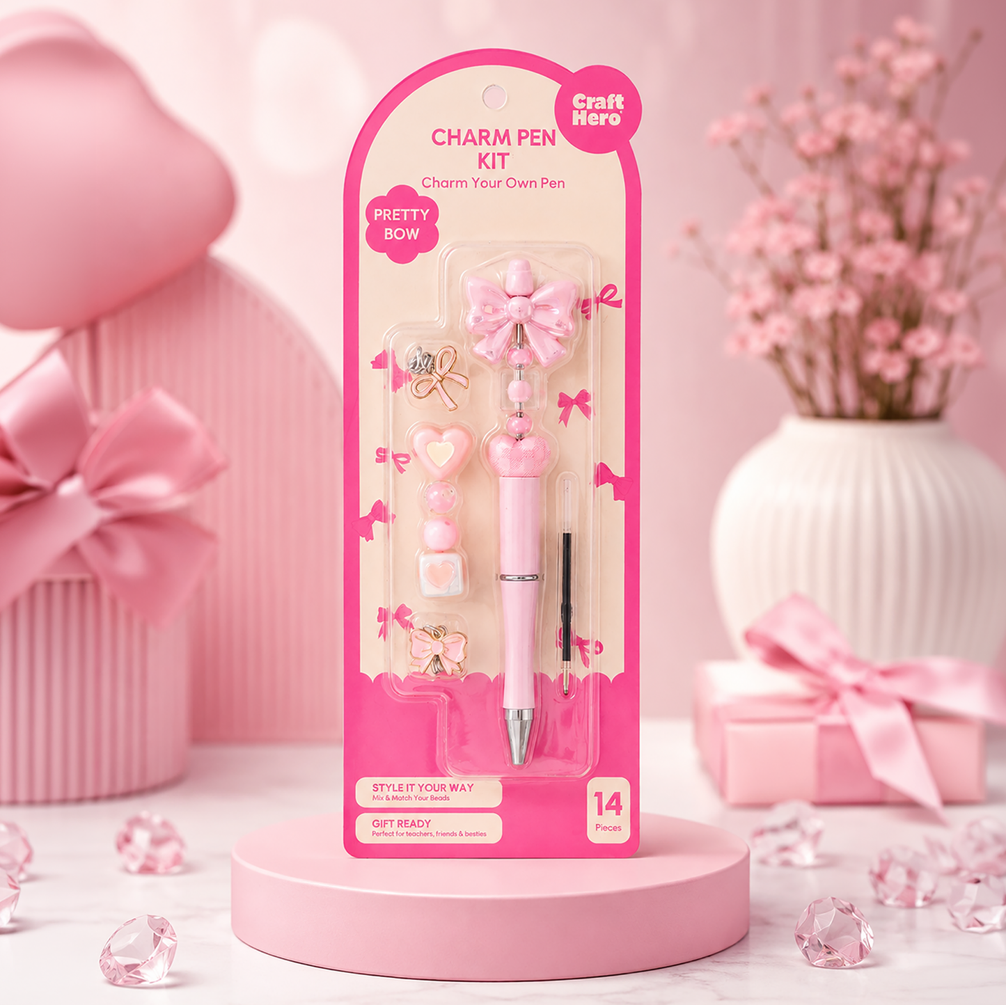 Bead Pen Kit | DIY Charm Pen | Pretty Bow | Gift