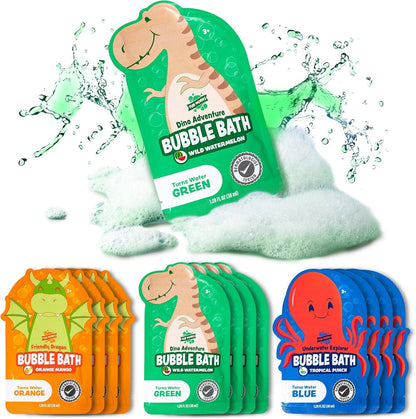 Tub Works® Magical Kids Bubble Bath, Variety 12 Pack | Green, Blue & Orange Bath Colors