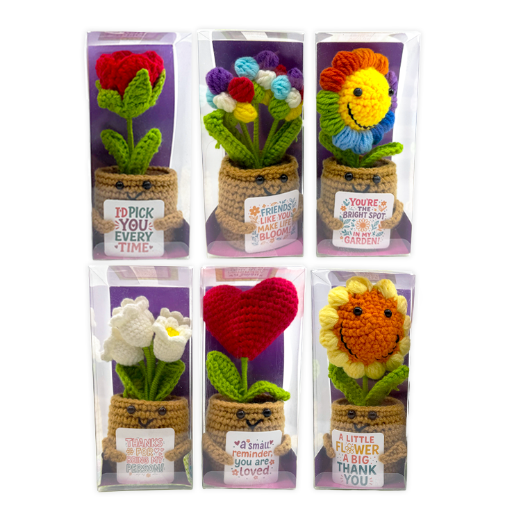 Emotional Support Crochet Plush Flowers Keepsake - 6/Display