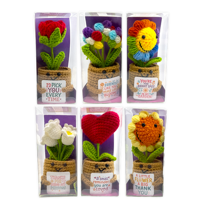 Emotional Support Crochet Plush Flowers Keepsake - 6/Display