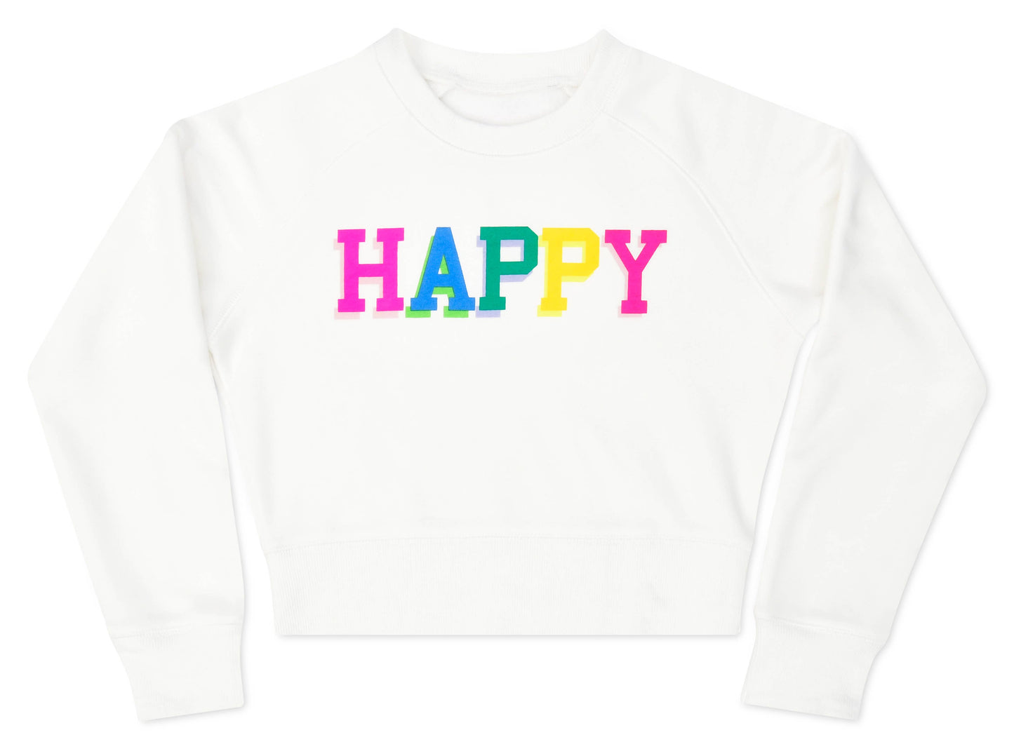 Happy White Basic Crew Neck Sweatshirt  (LARGE 14)