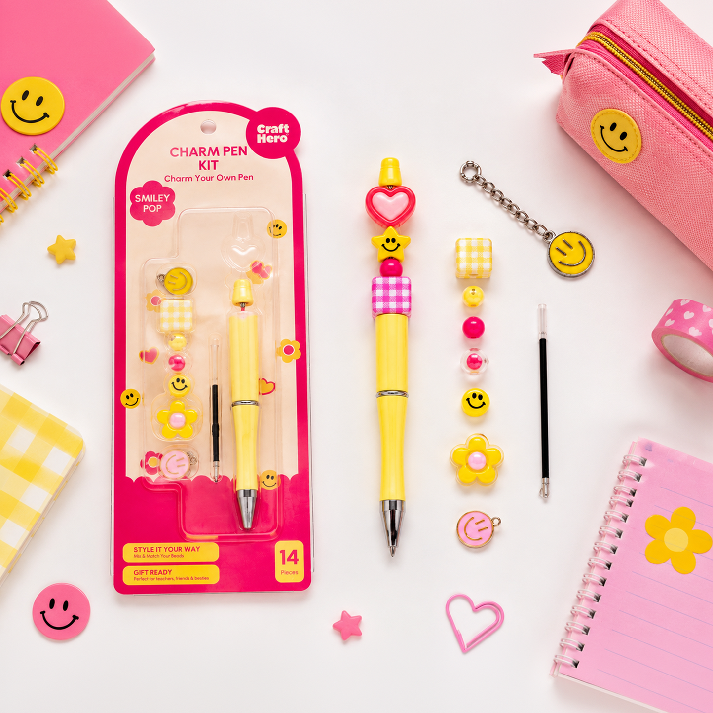 Bead Pen Kit | DIY Charm Pen | Smiley Pop | Gift