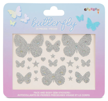 BUTTERFLY GEM FACE AND BODY STICKERS