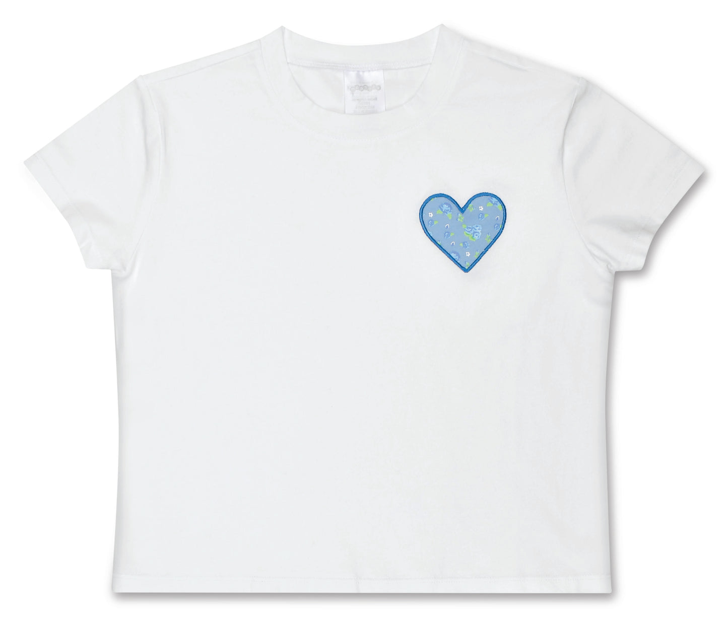 Blue Floral White T-Shirt Medium