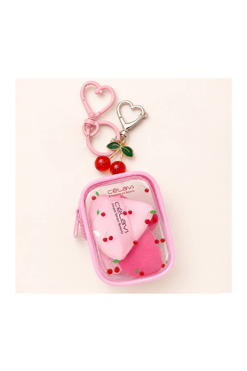 CELAVI Sweet Cherry Velvet Powder Puff Set