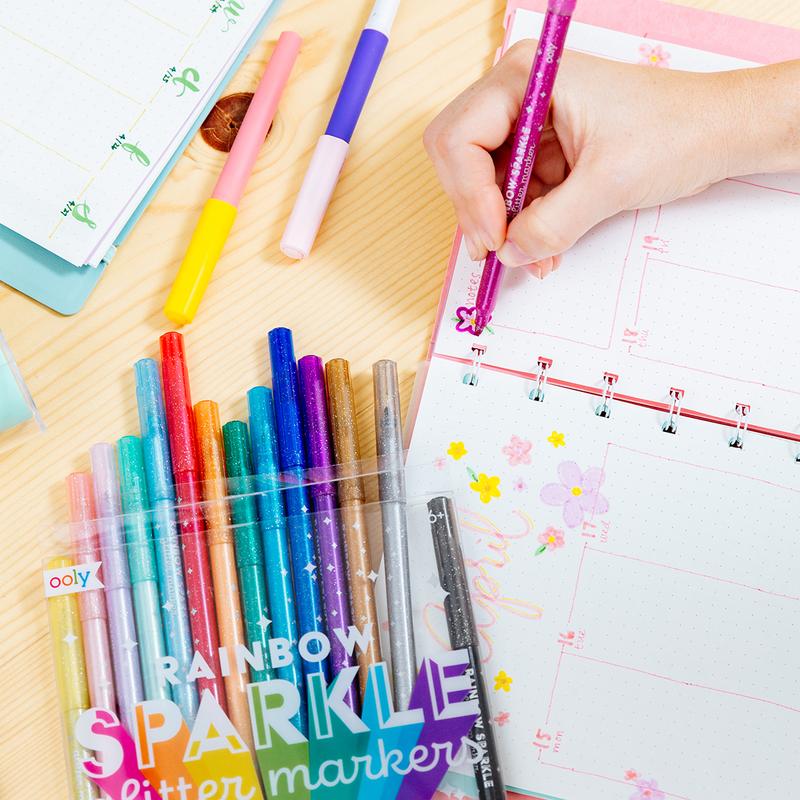 Glitter Rainbow Markers