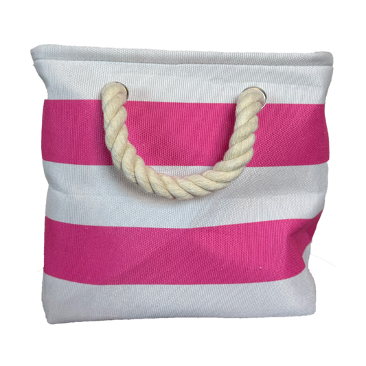 Striped Canvas Tote Pink